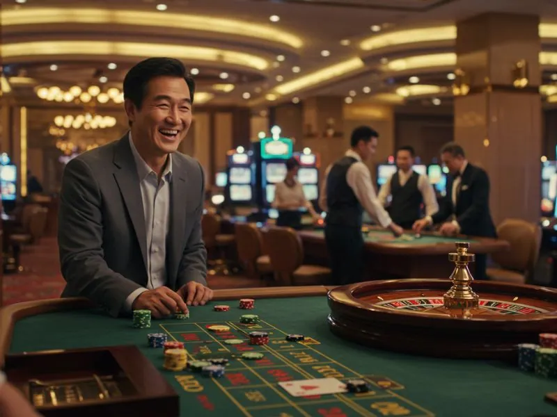Man playing poker with casino chips at a jili casino free 100 pesos table.