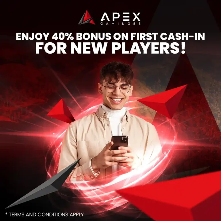 Apexgaming88 Bonus on first cash in for new players
