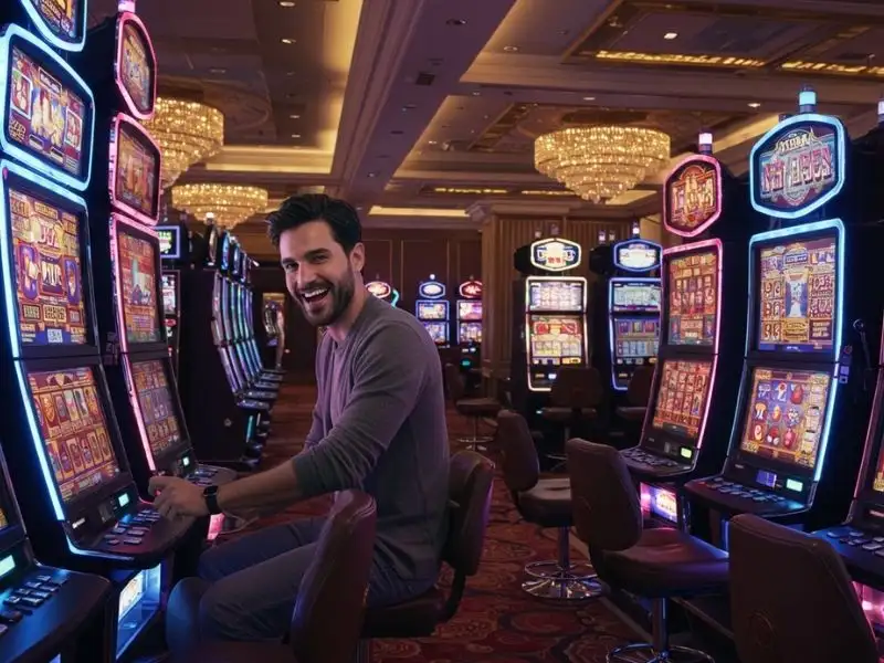 Man enjoying playing slot machines in a sugar bang bang slot demo game