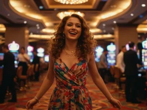 Woman relaxing and enjoying her time at 55 BMW Online Casino