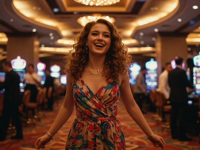 Woman relaxing and enjoying her time at 55 BMW Online Casino