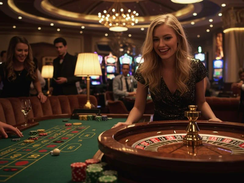 Woman playing roulette at csmbet online casino table