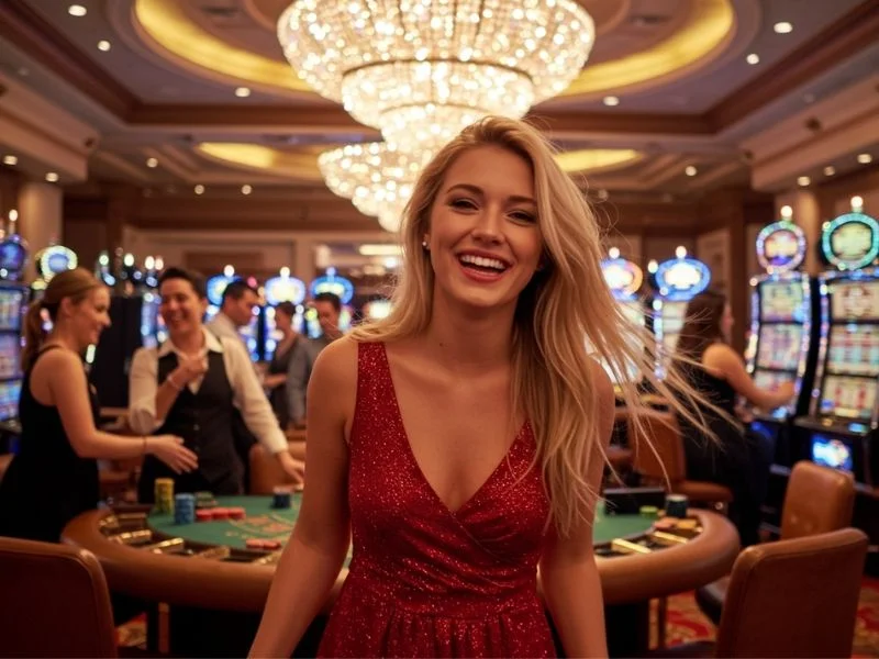 Excited woman enjoying a fun casino experience at an e games casino Philippines