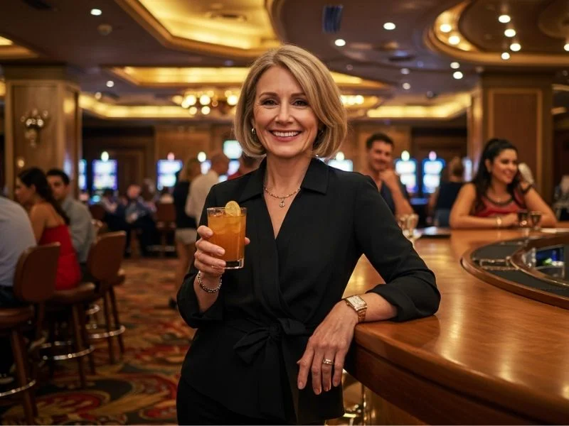 Woman enjoying her time inside the largest casino in the Philippines