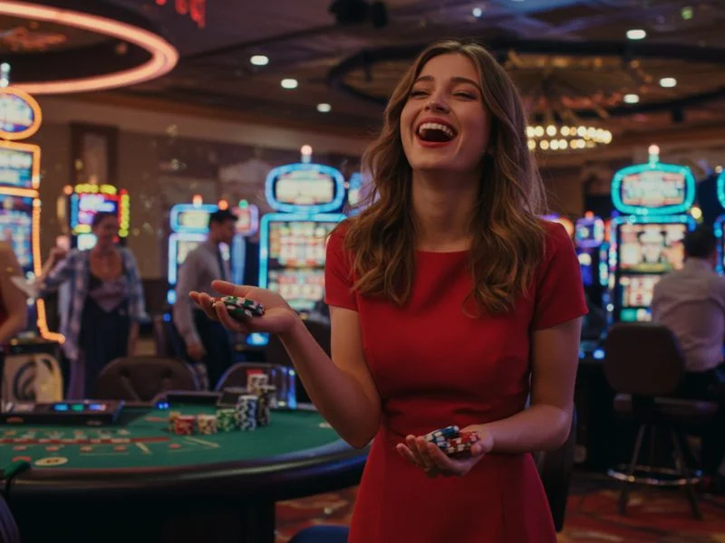 Joyful person enjoying games at a manny pacquiao casino online setting