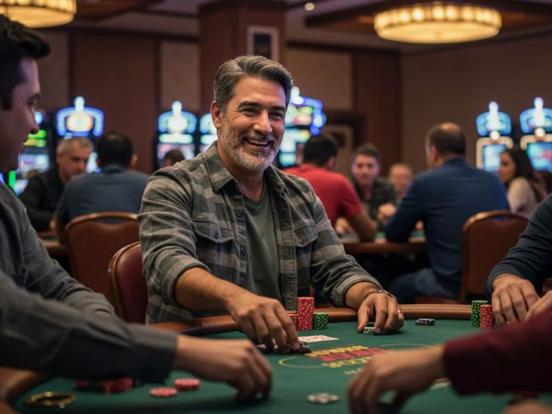 Manny Pacquiao casino online player winning at a poker table