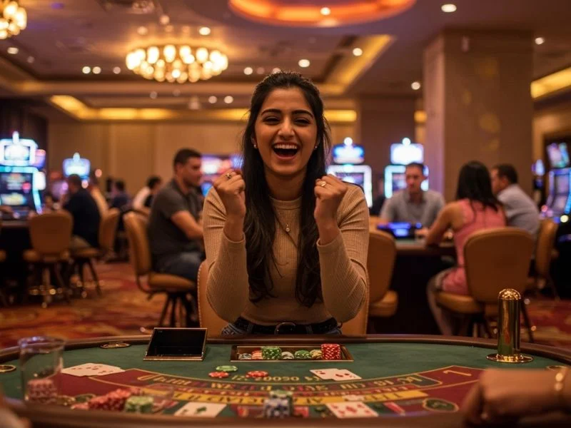 Joyful person celebrating a win while playing in an online casino Philippines PayPal game