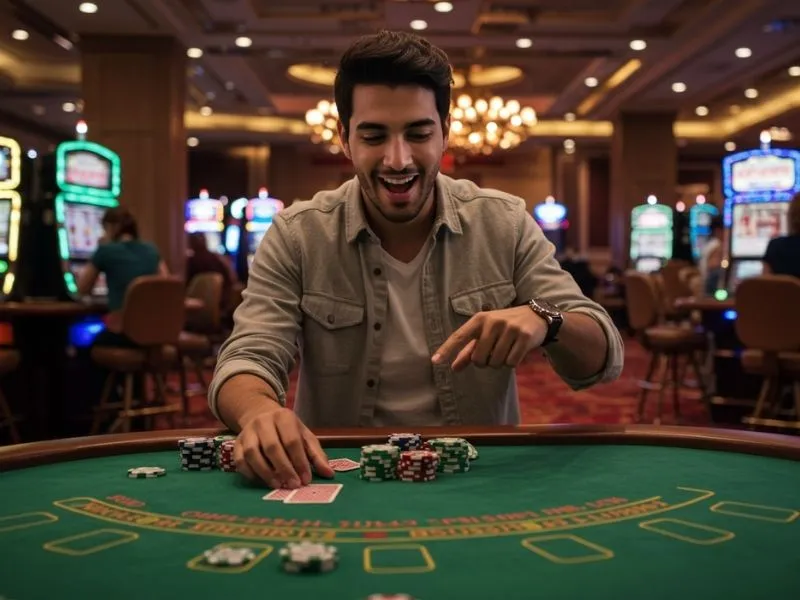Baccarat winner celebrating victory at Do888 Online Casino while enjoying an exciting gaming experience.