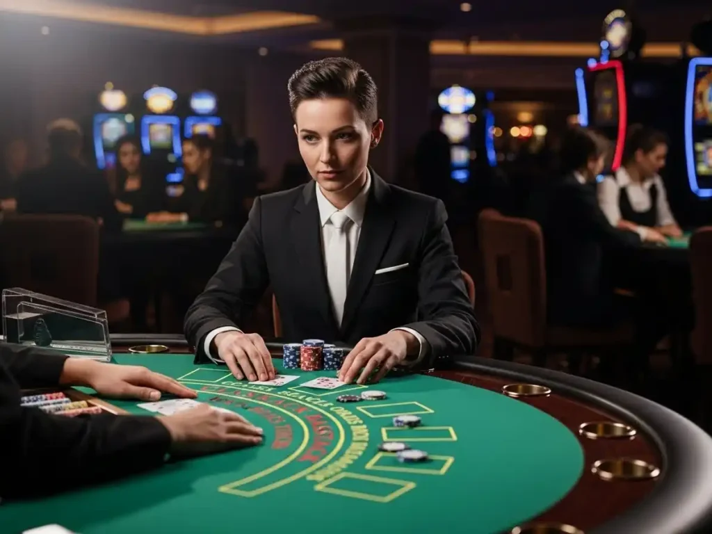 Focused player placing bets during a blackjack game at superace88 casino.