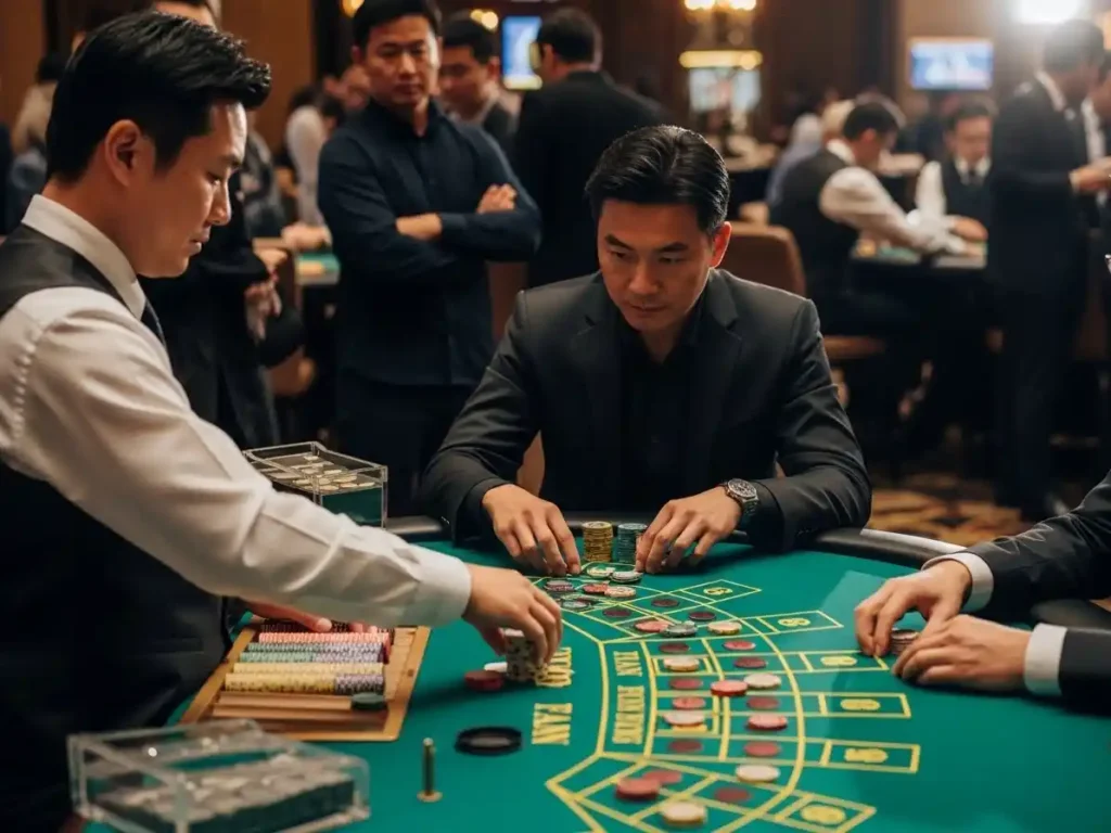 Player placing Fan-Tan bets at ph11 casino login during an intense game round.