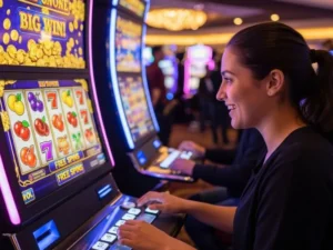 An sm777 casino login register player enjoying free spins on a favorite slot game in an online casino.