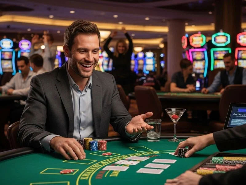 Players at PH Dream Online Casino engaged in playful banter while betting, smiling and enjoying the game together.