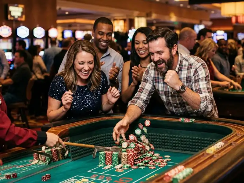 best online casino bonus they enjoyed the sound of winning chips happy casino player reacting to chip payout in online bonus game