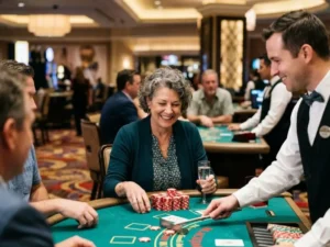 PH Sky Casino login player smiles at the table during a friendly online casino game session