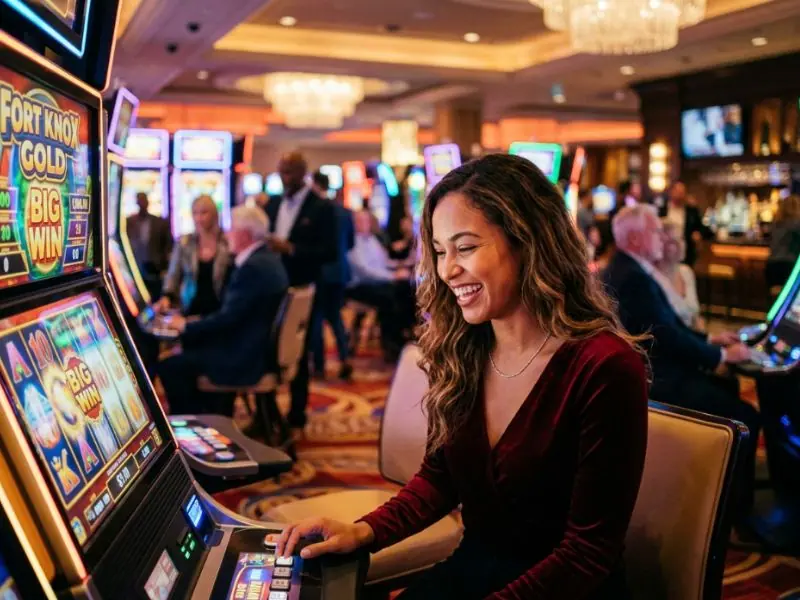 Stylish woman celebrating casino night excitement for Apex Online Casino