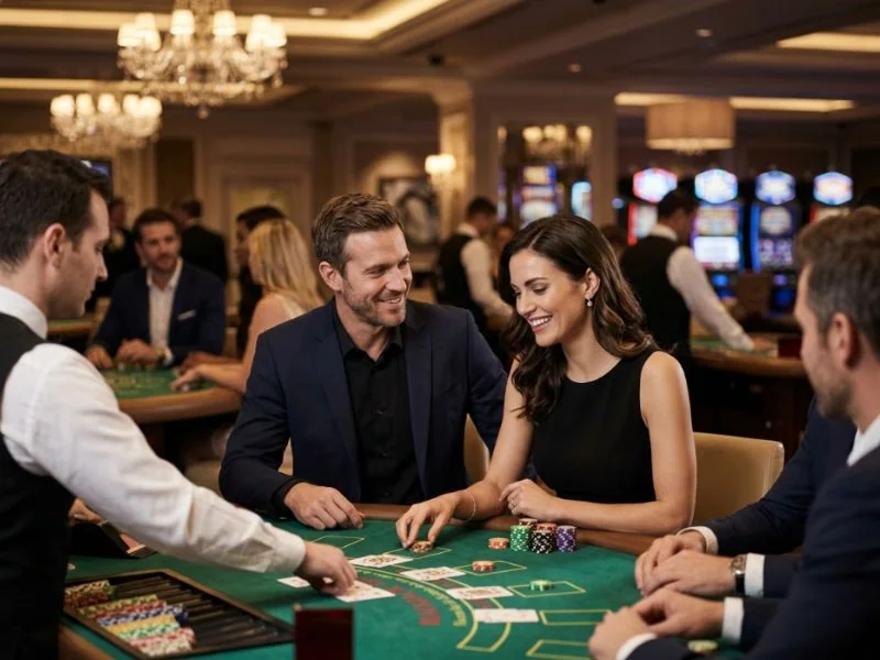 Graceful woman smiling in a premium casino setting for Jili Online Casino Free 200PHP