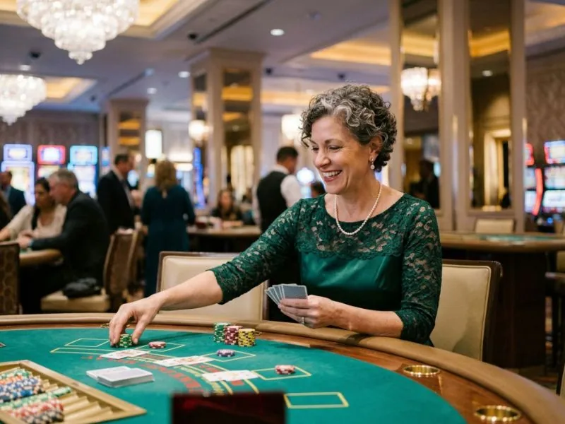 Stylish lady experiencing glamour and excitement at phcash.com casino