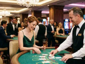 Elegant woman enjoying a sophisticated evening at phsky com casino login luxury casino resort